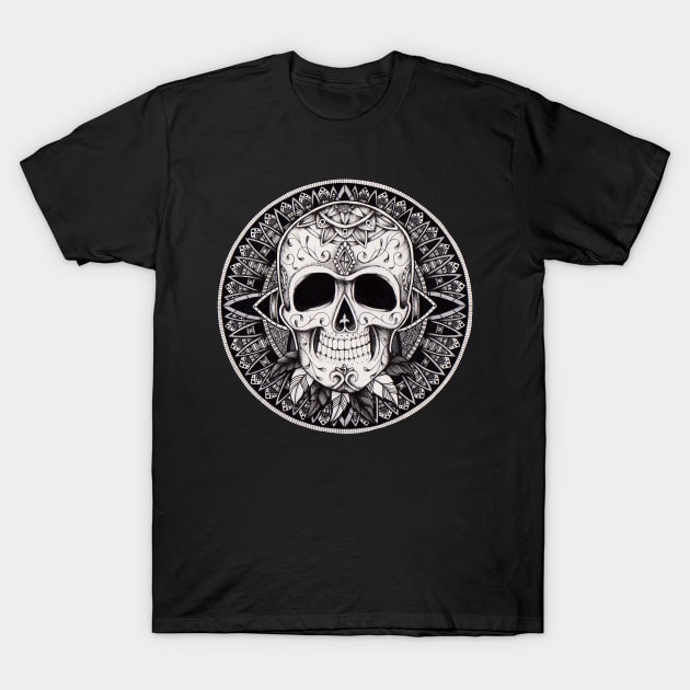 Ornate Skull Mandala T-Shirt by Litedawn